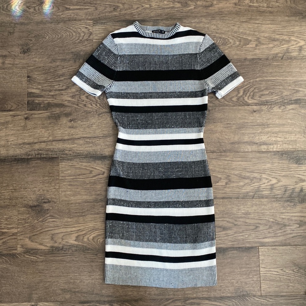 Striped Ribbed Bodycon Dress Office, Work, Y2K, Stretchy